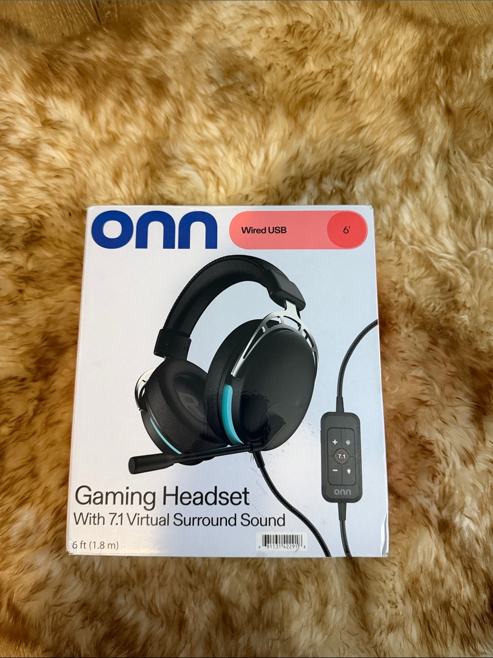 Onn Black and Teal Wired Gaming Headset with USB Controls